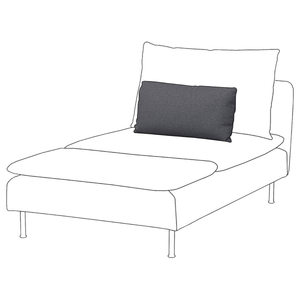 SÖDERHAMN chaise lounge, white, grey pillow, hollow fibre fill.