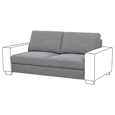 SÖRVALLEN gray couch, modern & boxy shape, upholstered in textured fabric.
