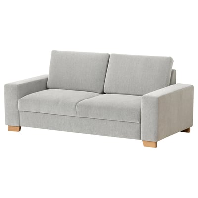 Grey 2-seater sofa with wooden legs