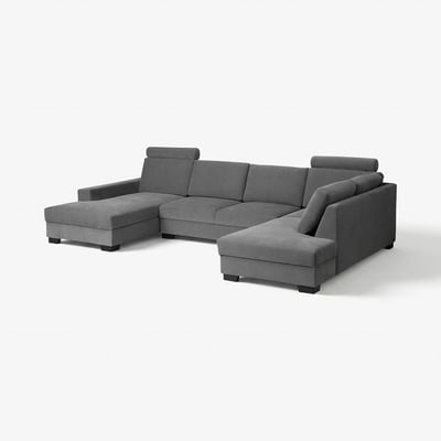 SÖRVALLEN Corner sofa, 4-seat, with chaise longue, left/Tallmyra medium grey
