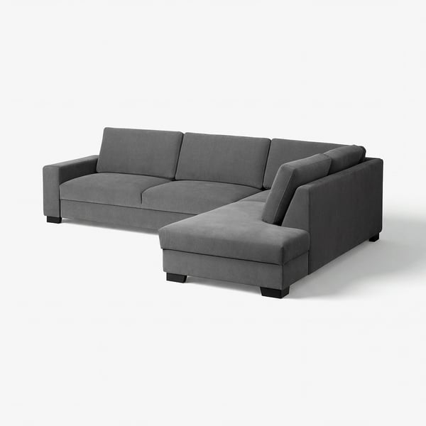 SÖRVALLEN grey fabric minimalist 3-seat sofa, modern scandinavian design.