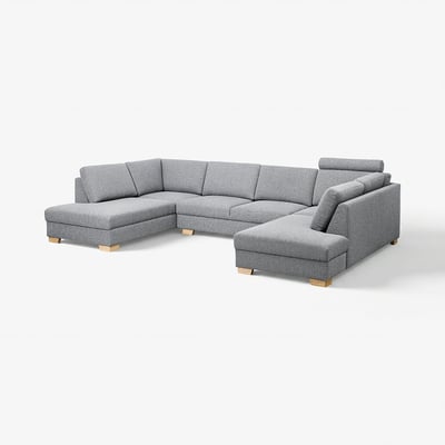 SÖRVALLEN U-shaped sofa, 4-seat, Lejde grey/black