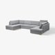 SÖRVALLEN U-shaped sofa, 5-seat, with open ends/Lejde grey/black