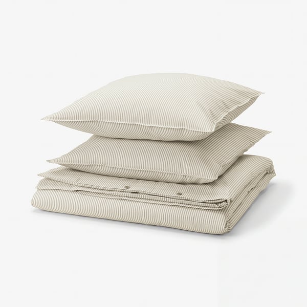 SOLFIBBLA duvet set, striped, 100% recycled cotton.