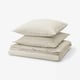 SOLFIBBLA Duvet cover and 2 pillowcases, white beige/stripe, 240x220/80x80 cm