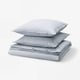 SOLFIBBLA Duvet cover and 2 pillowcases, white blue/stripe, 240x220/80x80 cm