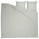 Flat bedding set, gray-blue stripes, rectangular, cotton, includes duvet cover, fitted sheet, pillowcases.