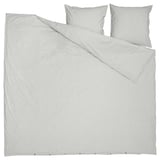SOLFIBBLA beddings: black-white striped flat and pillow cases, rectangular, made from recycled cotton.