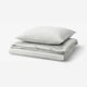 SOLFIBBLA Duvet cover and pillowcase, grey white/stripe, 140x200/80x80 cm