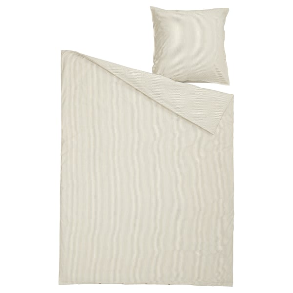 Beatiful SOLFIBBLA bedding set, light grey stripes, 100% cotton. Rectangular and square shapes.