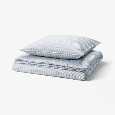 SOLFIBBLA Duvet cover and pillowcase, white blue/stripe, 140x200/80x80 cm