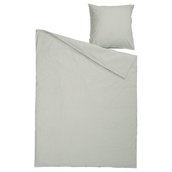 Black & white striped bedding set. Cotton duvet & pillowcases. Classic design.