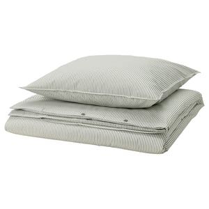 Green & white striped SOLFIBBLA bed set, 100% cotton