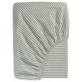 A SOLFIBBLA gray and white striped fitted sheet for mattresses up to 26 cm thick, made of 100% cotton, featuring elasticated edges.
