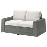 SOLLERÖN 2-seat modular sofa, outdoor, dark grey/Frösön/Duvholmen beige, 161x82x88 cm