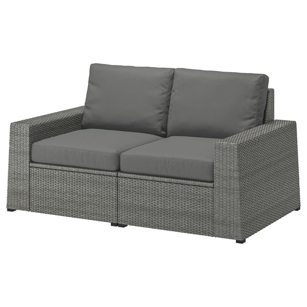 SOLLERÖN 2-seat modular sofa, outdoor, dark grey/Frösön/Duvholmen dark grey, 161x82x88 cm