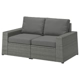 SOLLERÖN 2-seat modular sofa, outdoor, dark grey/Frösön/Duvholmen dark grey, 161x82x88 cm