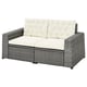 SOLLERÖN 2-seat modular sofa, outdoor, dark grey/Kuddarna beige, 161x82x84 cm