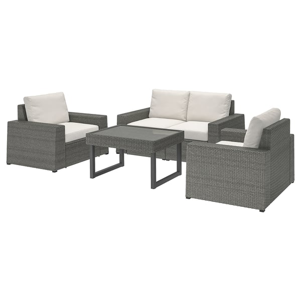 SOLLERÖN 4-seat conversation set, outdoor, dark grey/Frösön/Duvholmen beige