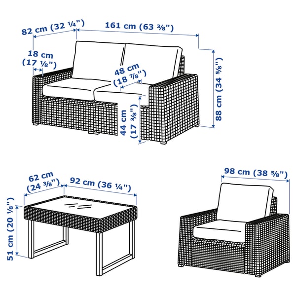 SOLLERÖN 4-seat conversation set, outdoor, dark grey/Frösön/Duvholmen beige