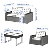 SOLLERÖN 4-seat conversation set, outdoor, dark grey/Kuddarna beige