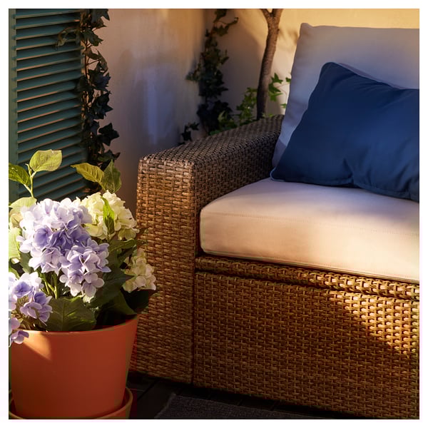 SOLLERÖN Armchair, outdoor, brown/Frösön/Duvholmen beige