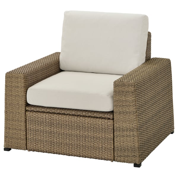 SOLLERÖN Armchair, outdoor, brown/Frösön/Duvholmen beige