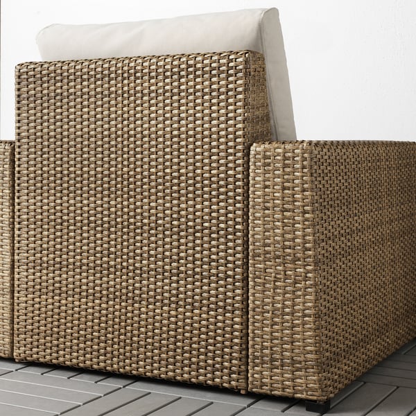 SOLLERÖN Armchair, outdoor, brown/Frösön/Duvholmen beige