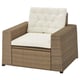 SOLLERÖN Armchair, outdoor, brown/Kuddarna beige