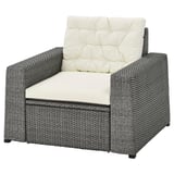 SOLLERÖN Armchair, outdoor, dark grey/Kuddarna beige