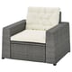 SOLLERÖN Armchair, outdoor, dark grey/Kuddarna beige