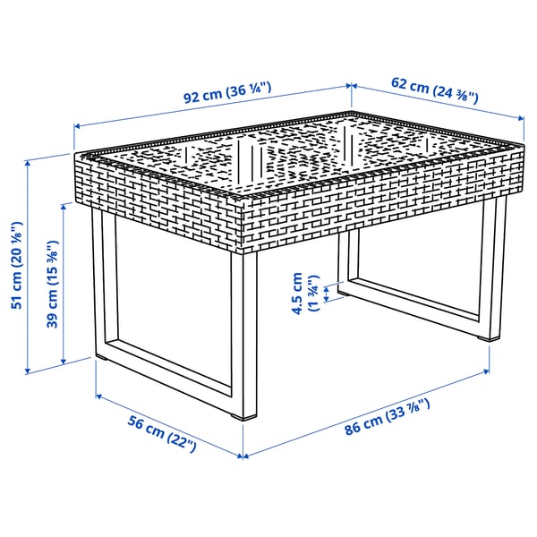 SOLLERÖN Coffee table, outdoor, anthracite/dark grey, 92x62 cm