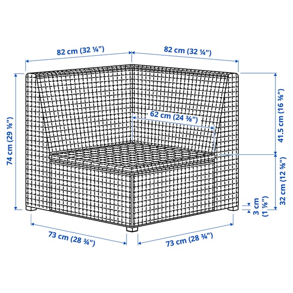 SOLLERÖN Corner section, outdoor, dark grey