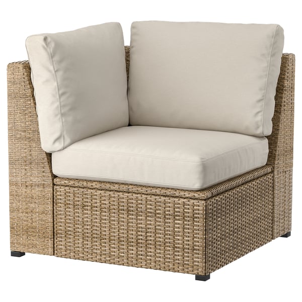 SOLLERÖN Corner section with cushion, outdoor brown/Frösön/Duvholmen beige