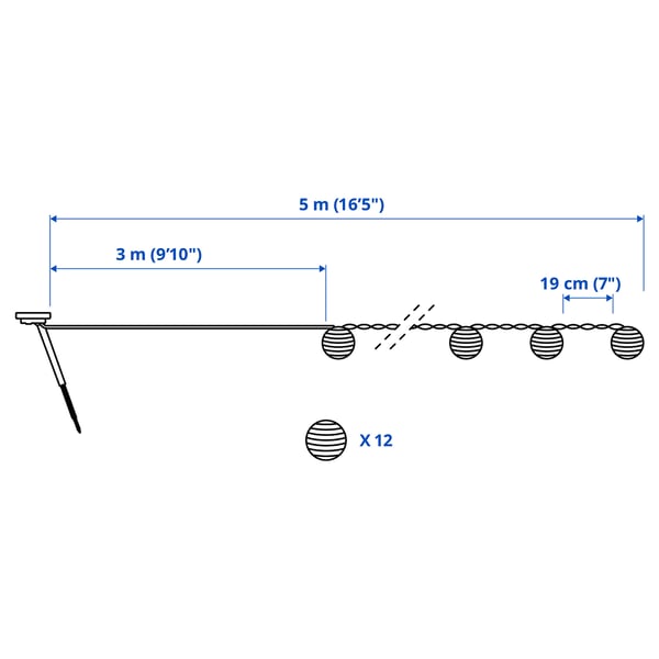 Illustration with measurements for the product: SOLVINDEN.