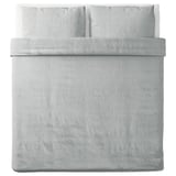 Light grey SPJUTVIAL bedding set in soft, stretchy cotton jersey with pillows.