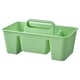Green STACKSTOD storage organizer with two compartments and handle.