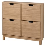 Stall shoe cabinet, light oak, 4 drawers with cut-out handles, rectangular.