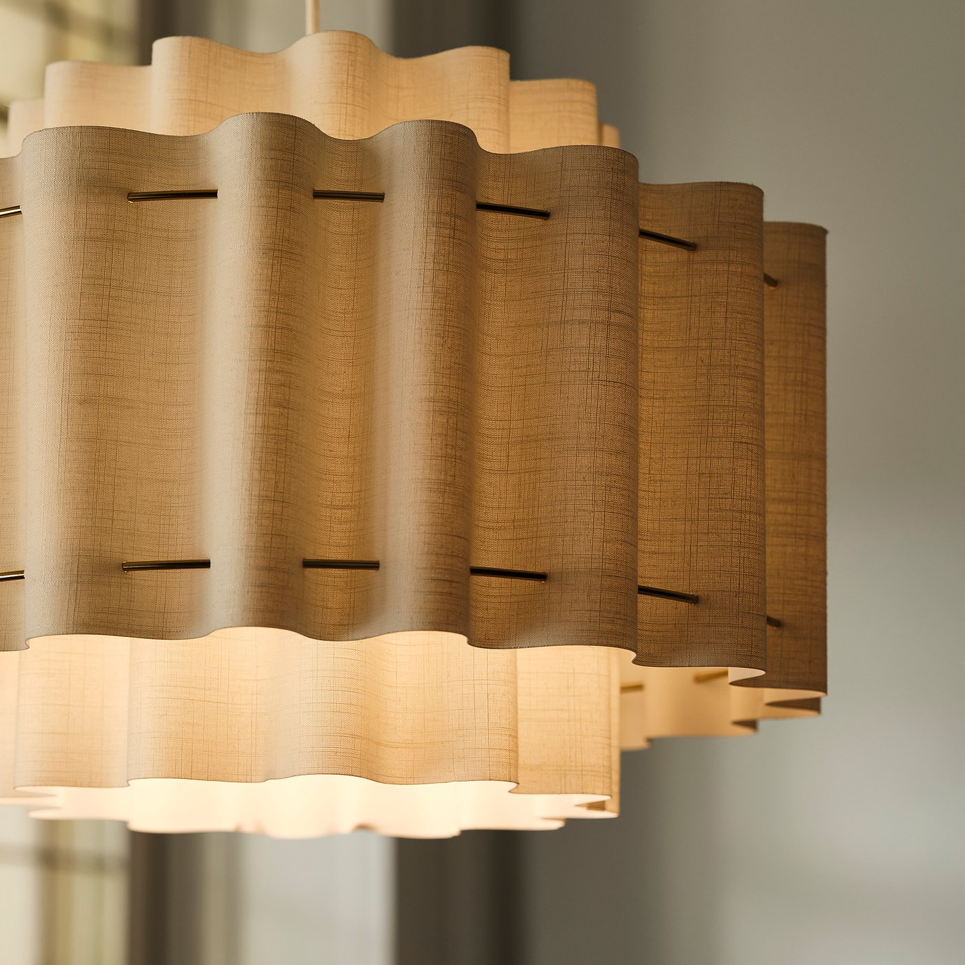 STOCKHOLM 2025 pendant lamp, white textile/brass-plated, 50 cm