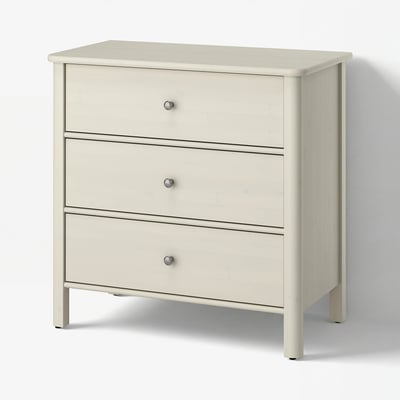 STOREMOLLA Chest of 3 drawers, light grey-beige stained, 93x50x91 cm