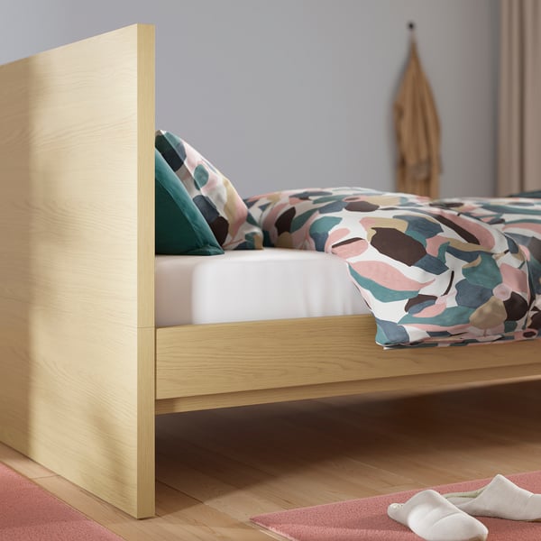 STORKLINTA Bed frame, oak effect, 90x200 cm