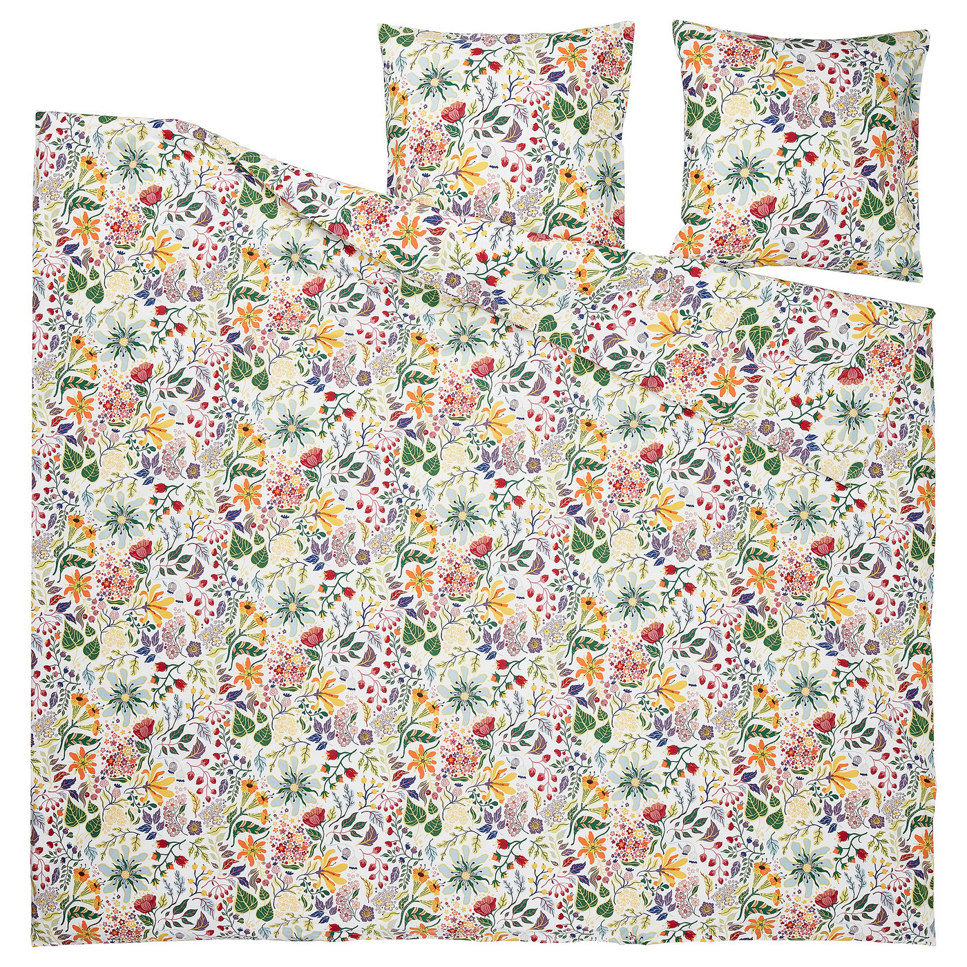 IKEA STRANDLUMMER Twin Duvet Cover & Pillowcase Set – Floral Pattern, 100% Cotton, Multicolor, NWT