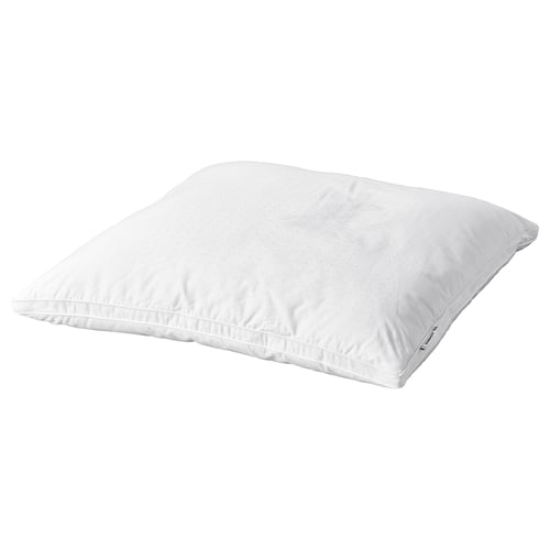 White STRANDMOLKE pillow with soft dobby cotton, supportive core, and double piping.