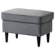 Option: Gray fabric-covered square stool with black tapered legs.