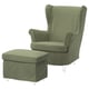 STRANDMON Slipcover for armchair/footstool, Naggen grey-green