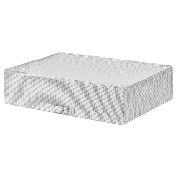Wireframe mesh storage box, STUK, rectangular, white, fabric, zippered, sturdy design.