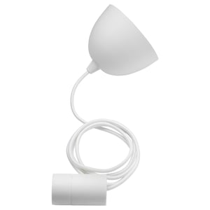 A white SUNNEBY lamp cord with an adjustable disc for flexible length and modern design.