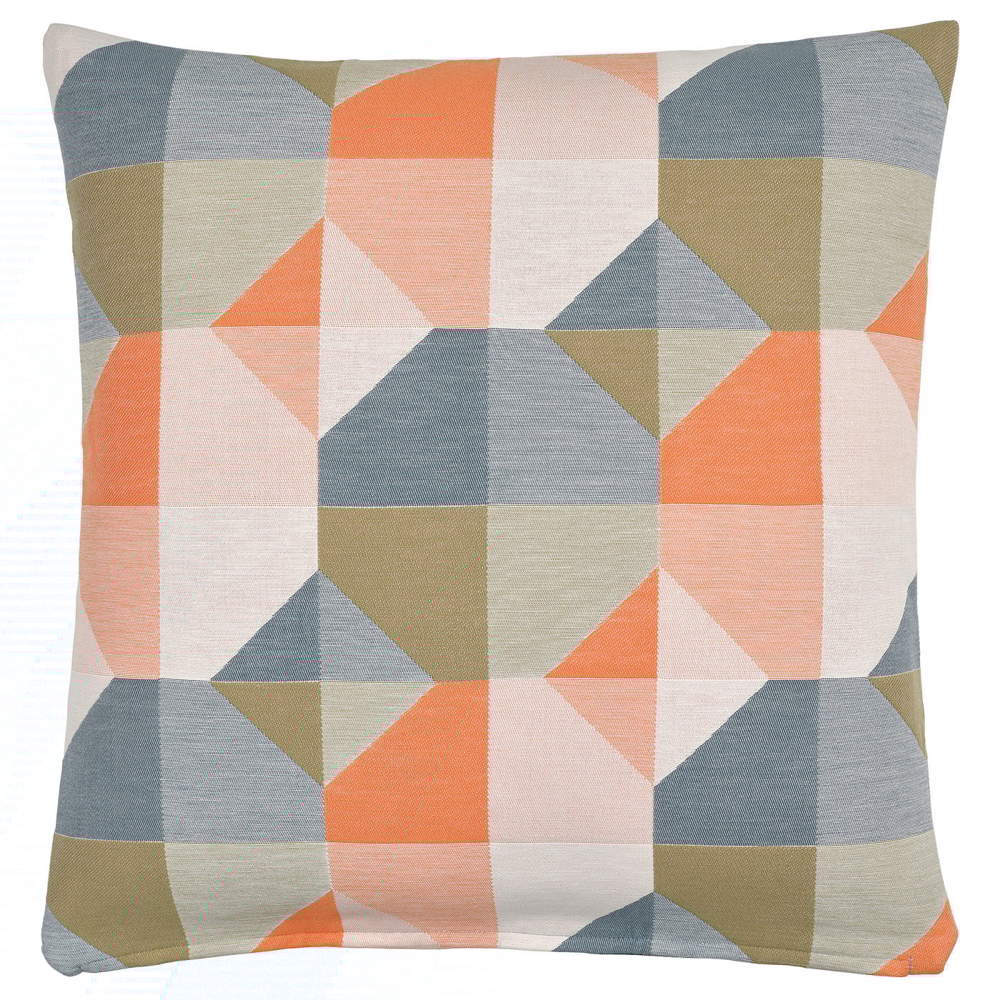 SVARTHÖ pillow cover, orange/blue, square, jacquard woven geometric pattern.