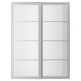 SVARTISDAL wardrobe - frosted glass, aluminum, soft-close doors