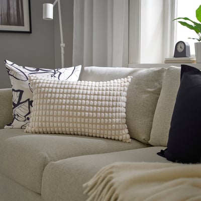 SVARTPOPPEL Cushion cover, off-white, 40x58 cm